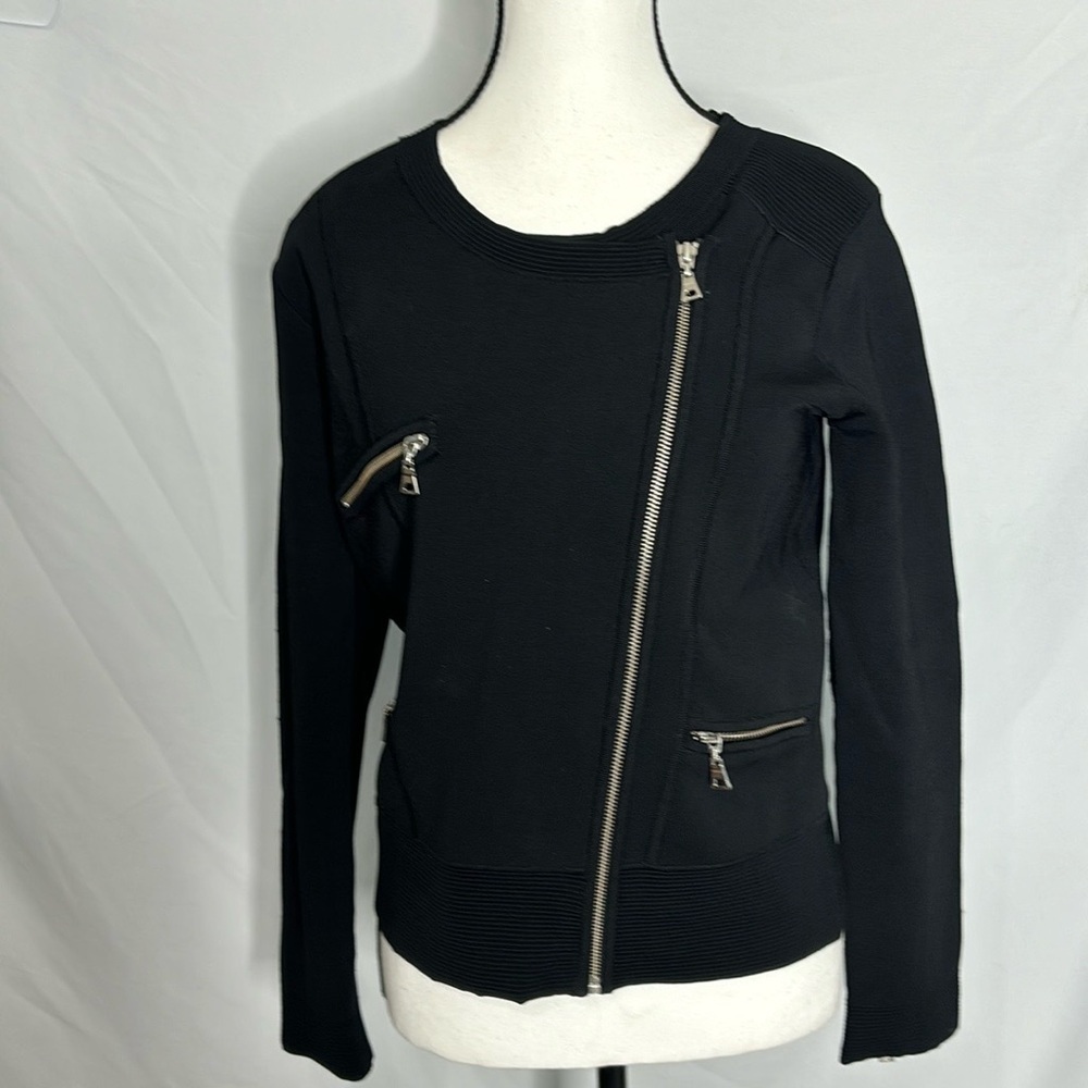 Milly of New York Asymmetrical Moto Style jacket sweater